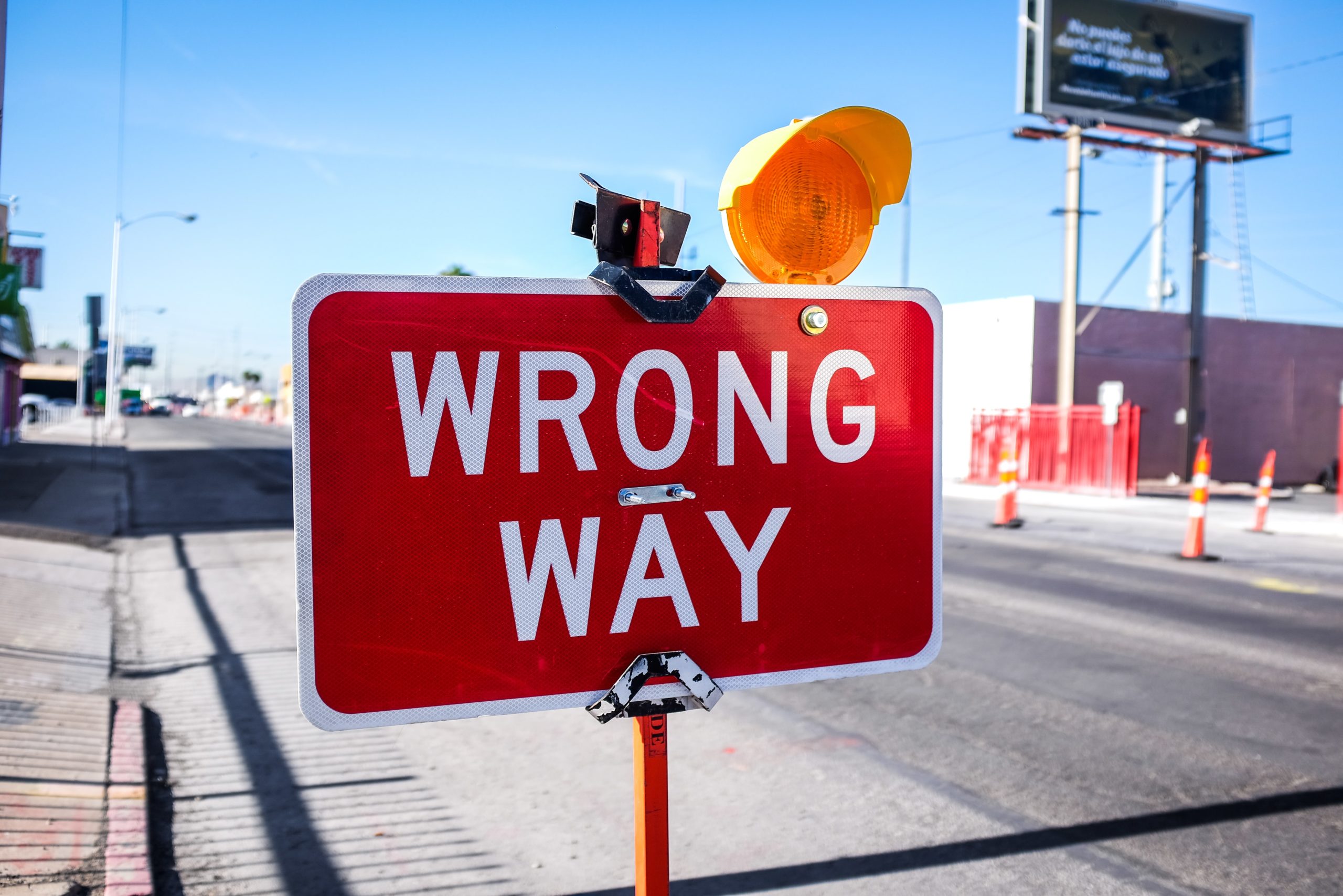 wrong way street sign