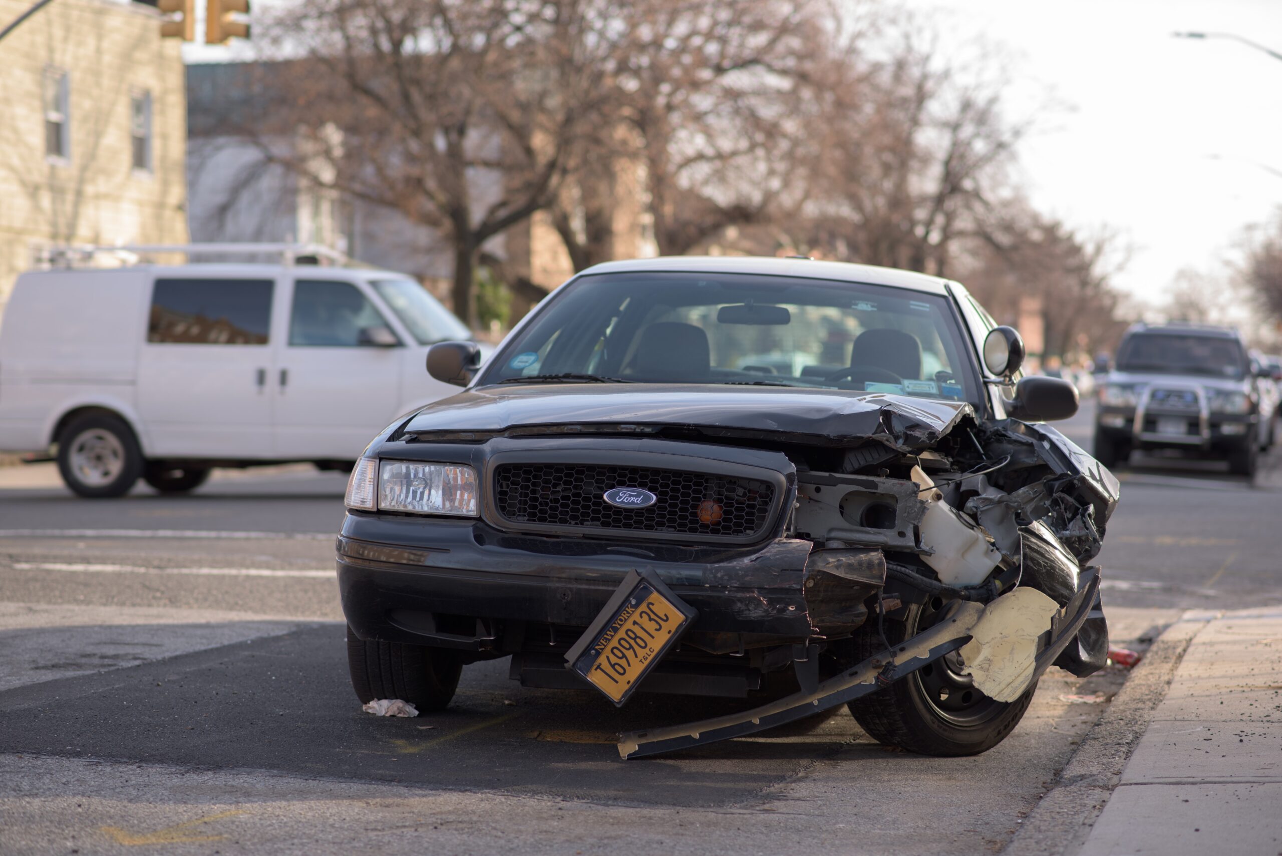 parked car damaged after accident